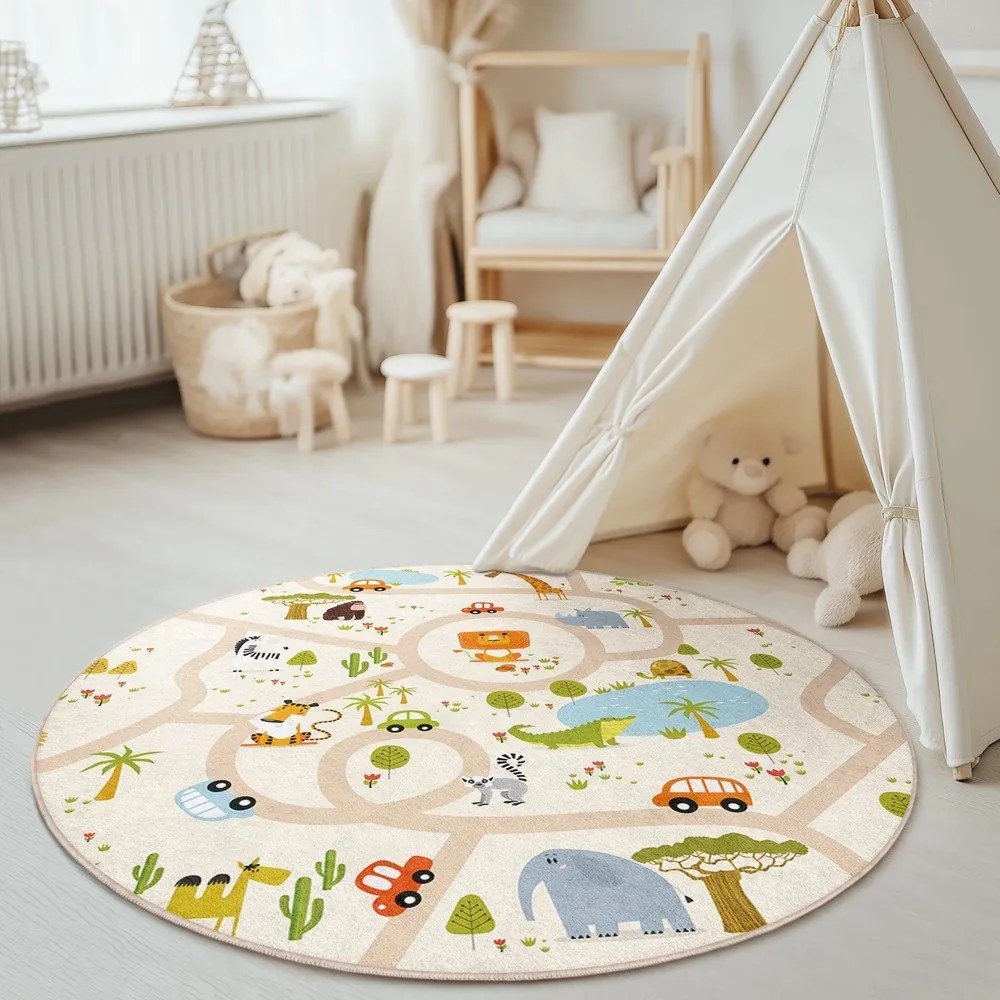 Детско килимче за игра подходящо за пране ø100 cm Savana Ride – Mila Home