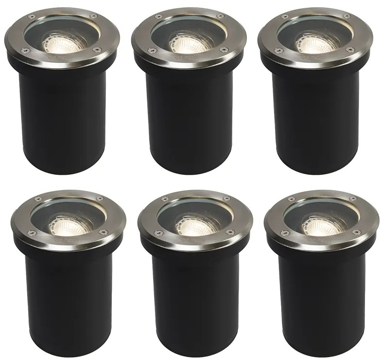 Комплект от 6 интелигентни външни подземни прожектора с регулируема посока, включително WiFi GU10 - Delux