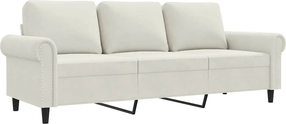 359547 vidaXL 3-местен диван, кремав, 180 см, кадифе