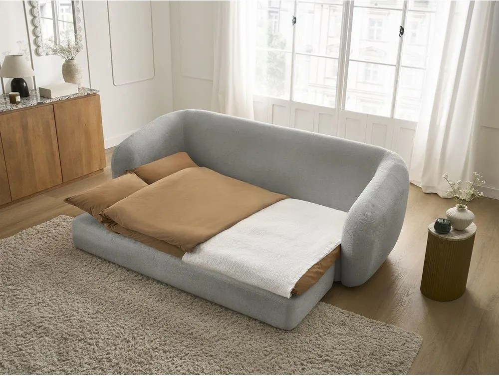 Светлосив шенилов сгъваем диван 228 cm Neyo – Bobochic Paris