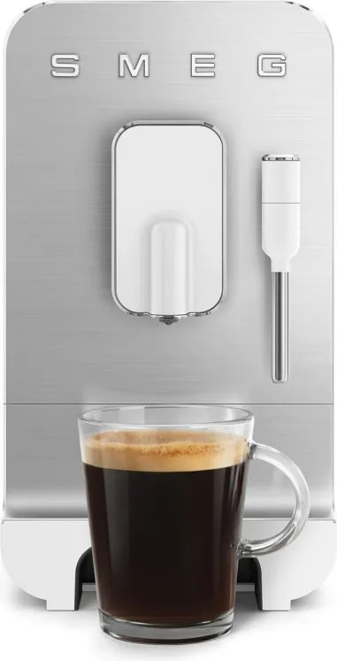 Еспресо машина SMEG Collezione BCC12WHMEU, 1350 W, 19 bar, 1.4 л, 8 функции, Вградена мелачка, Дюза за пара, Бял