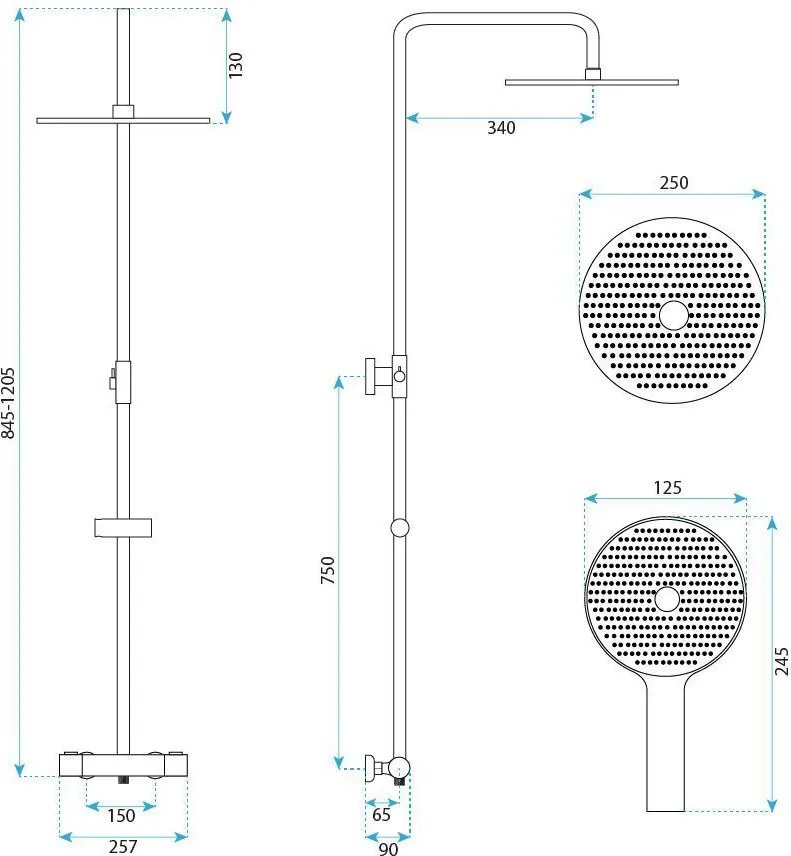 Душ комплект без чучур с термостат Rea Lungo White