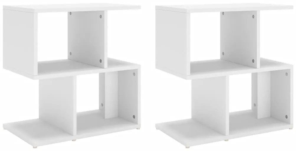 806365 vidaXL Нощни шкафчета, 2 бр, бели, 50x30x51,5 см, инженерно дърво