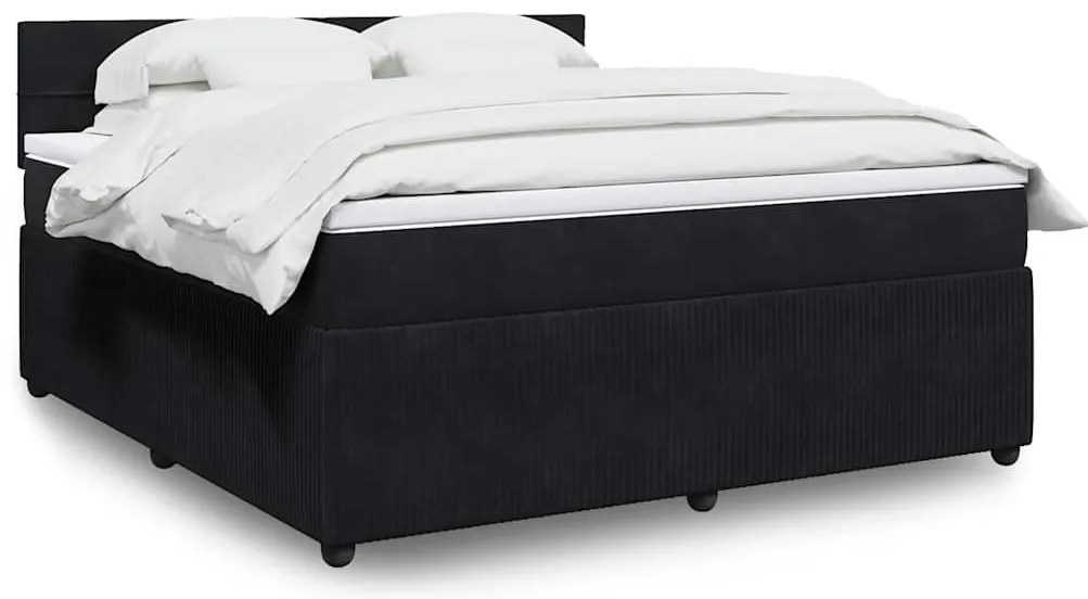 3290108 vidaXL Боксспринг легло с матрак, черно, 180x200 см, кадифе