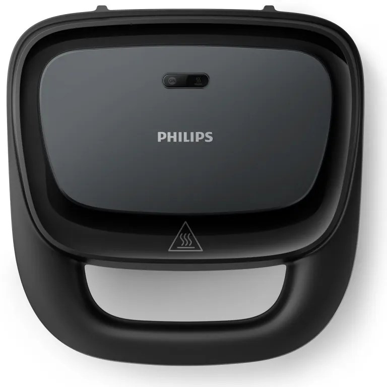 Сандвич тостер Philips HD2331/90 Series 3000, 750 W, За 2 филии/4 триъгълни сандвича, Незалепващи алуминиеви плочи, Черен
