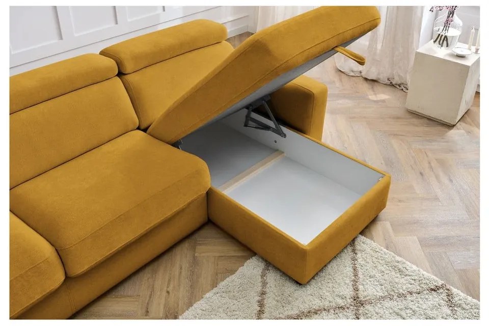 Разтегателен ъглов диван в цвят горчица (променлив) Monaco – Bobochic Paris