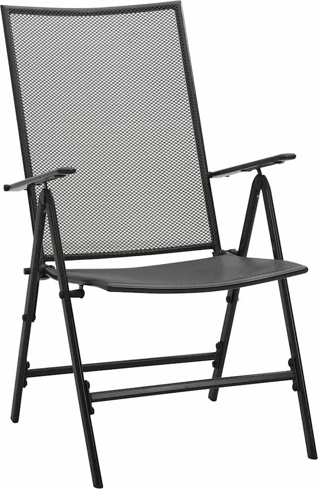 310153 vidaXL Сгъваеми мрежести столове, 4 бр, стомана, антрацит