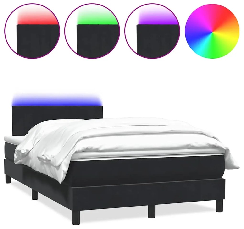 3317069 vidaXL Боксспринг легло с матрак и LED, черно, 120x210 см, кадифе