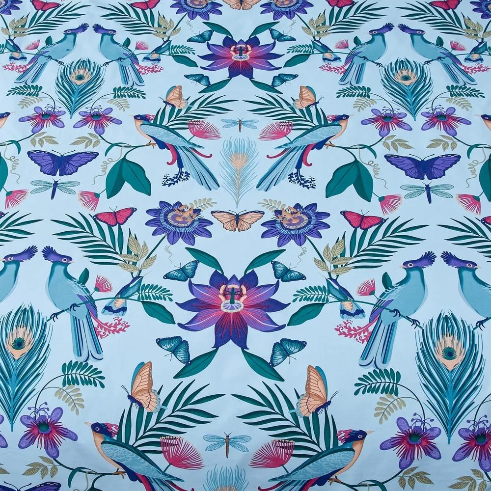 Синьо двойно удължено спално бельо 230x220 cm Mya Tropical Floral – Catherine Lansfield