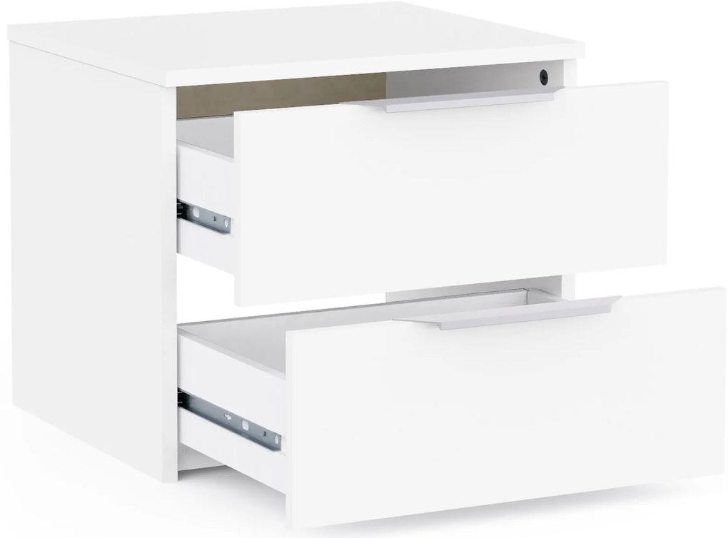 Нощно шкафче Yurei 2 чекмеджета - Бяло