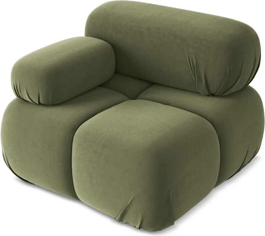 Светлозелен кадифен модул за диван (ляв ъгъл) Lokua – Makamii