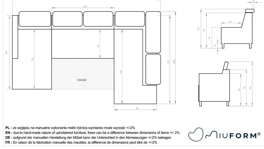 Тюркоазено кадифе, U-образен ъглов диван (десен ъгъл) Sweet Harmony - Miuform