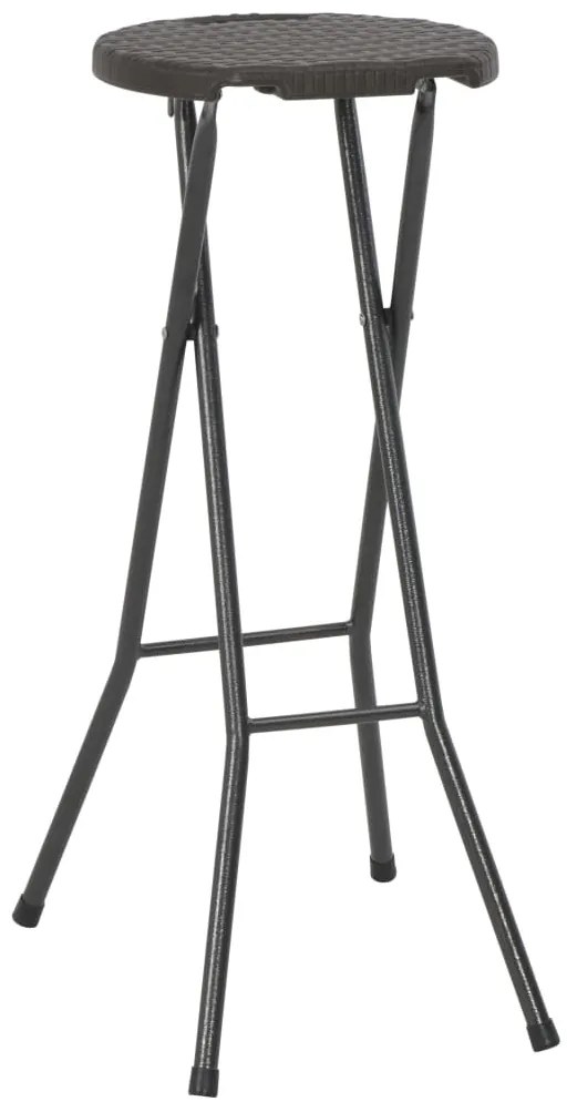 44559 vidaXL Сгъваеми бар столове, 2 бр, HDPE и стомана, кафяви, ратанов вид