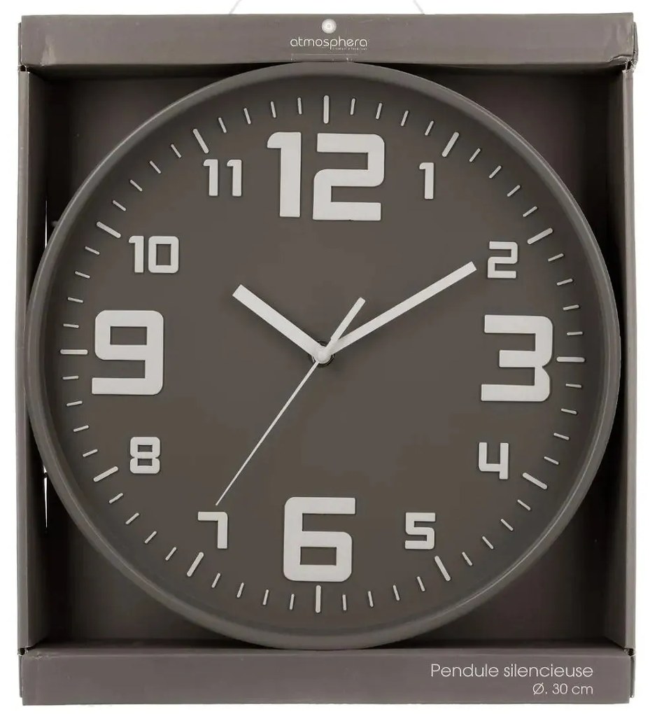 Стенен часовник atmosphera Elian, Ø30 cm - Сив