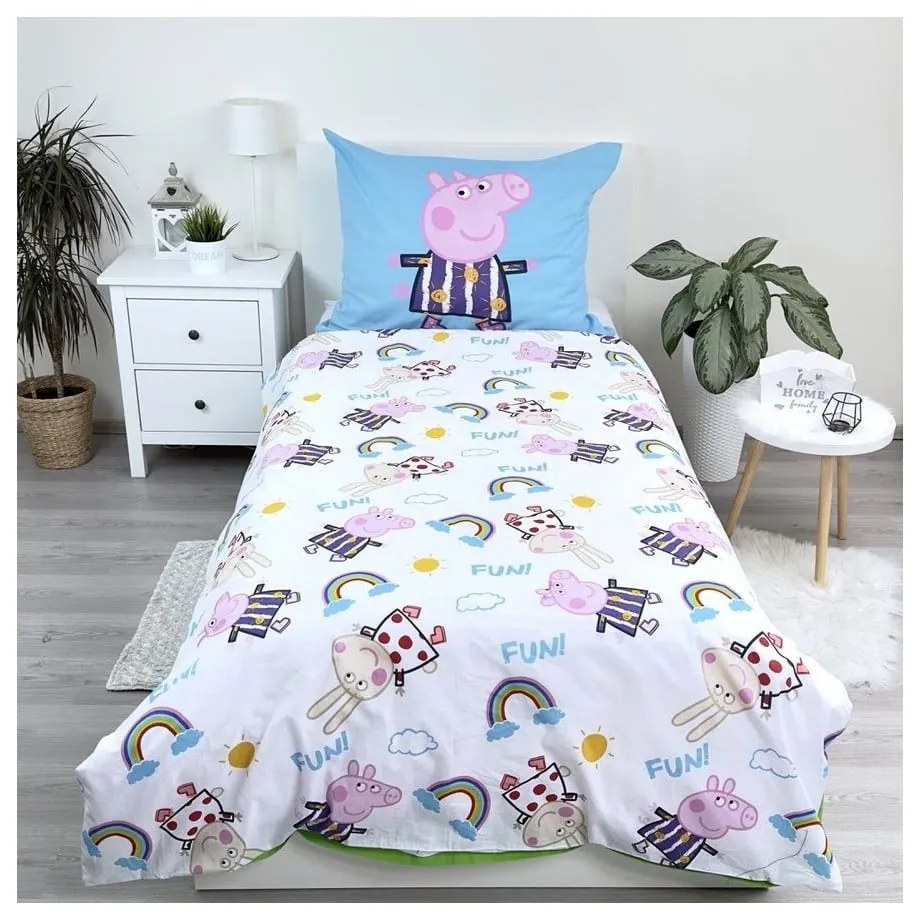 Единично памучно детско спално бельо със светещ ефект 140x200 cm Peppa Pig – Jerry Fabrics