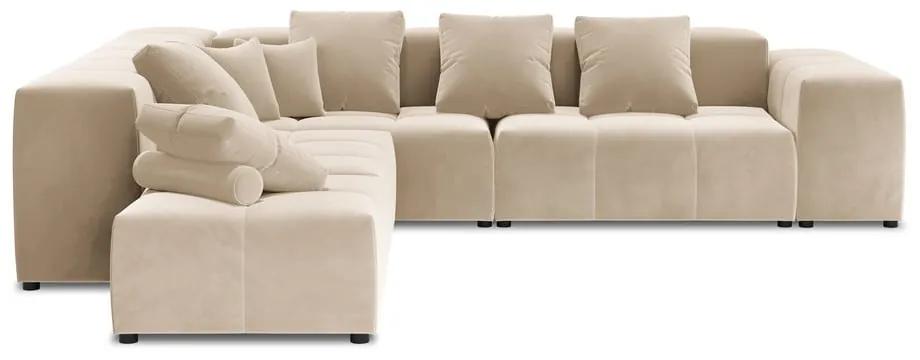 Бежов ъглов диван от кадифе (променлива) Rome Velvet - Cosmopolitan Design