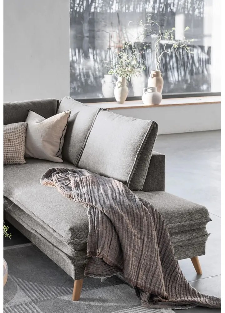 Сив разтегателен ъглов диван (десен ъгъл) Charming Charlie – Miuform