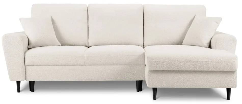 Бежов разтегателен ъглов диван с място за съхранение от прежда с примки от букле (десен ъгъл) Kyoto – Cosmopolitan Design