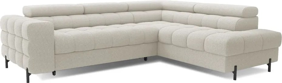 Кремав разтегателен ъглов диван с място за съхранение от букле (десен ъгъл L форма) Ferucce – ELTAP