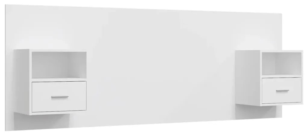 3115692 vidaXL Горна табла за легло с шкафчета, бяла, инженерно дърво