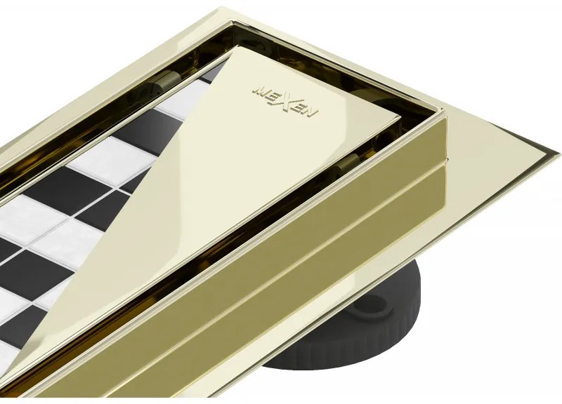 Mexen Flat M13 линейен сифон 2в1 80 см, златист - 1510080-15