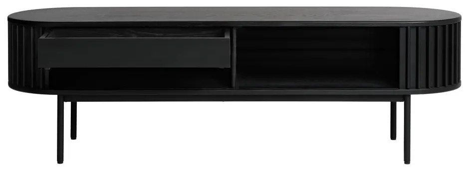 Черна телевизионна маса от дъб 48x160 cm Siena - Unique Furniture