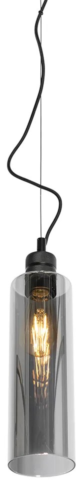 Модерна висяща лампа черна с опушено стъкло - Stavelot