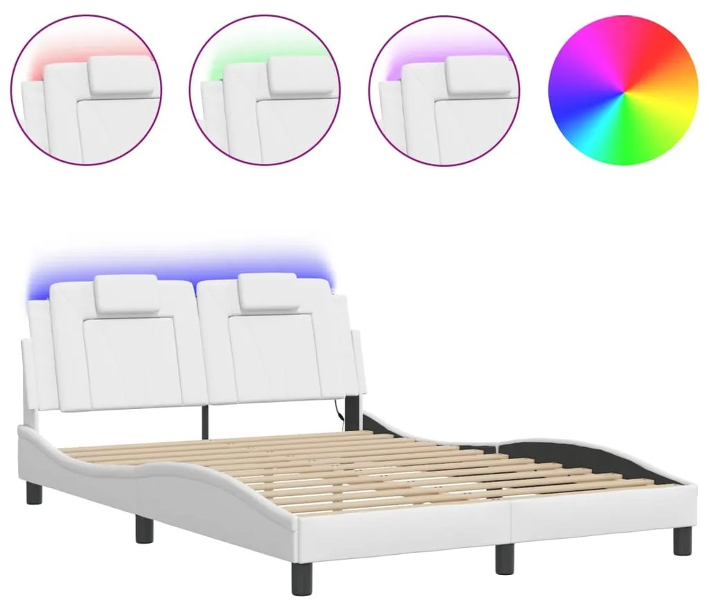 3214009 vidaXL Рамка за легло Viana с LED без матрак бяла 120x200 см