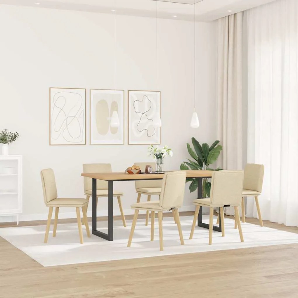 3315632 vidaXL Трапезни столове, 6 бр, кремави, плат