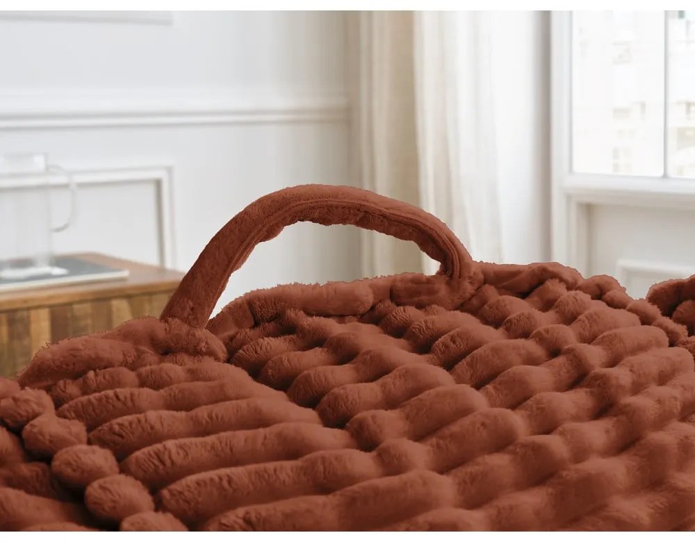 Пуф от рипсено кадифе в тухлен цвят Socrate – Bobochic Paris