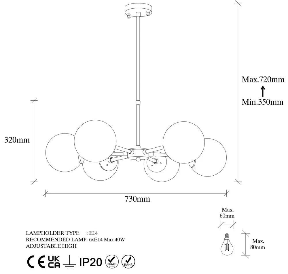 Висящо осветително тяло в златисто със стъклен абажур ø 73 cm Akkas – Opviq lights
