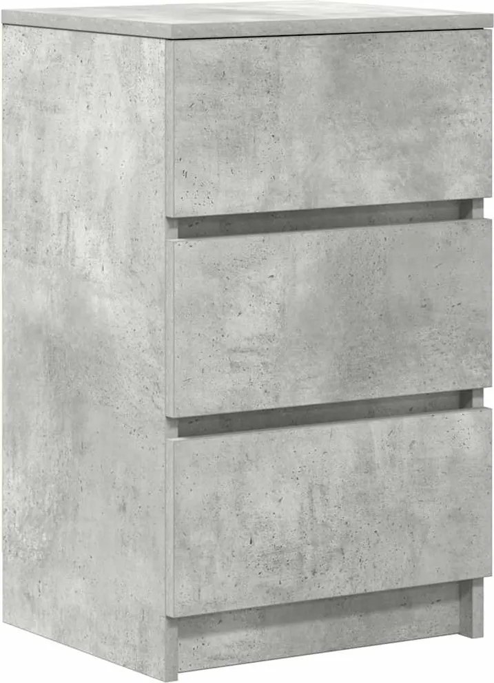 861343 vidaXL Нощно шкафче с 3 чекмеджета, бетонно сив, 39x35x65 см