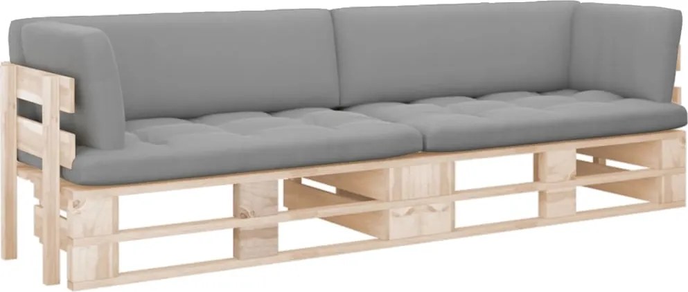 3066675 vidaXL 2-местен палетен диван с възглавници, бор с импрегнация