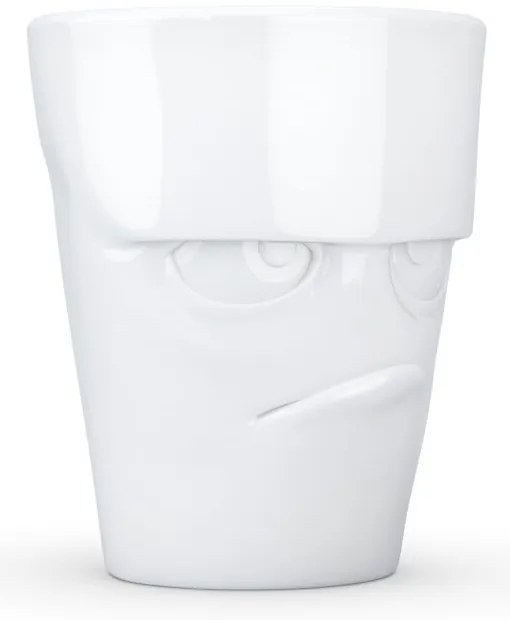 Бяла разгневена порцеланова чаша с дръжка - 58products