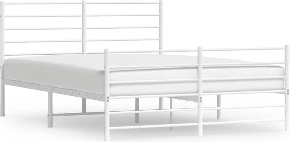 352387 vidaXL Метална рамка за легло с горна и долна табла, бяла, 140x200 см