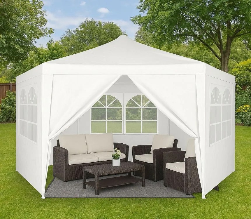 Градинска беседка 2 x 2 м - парти шатра със стени и прозорци Сив