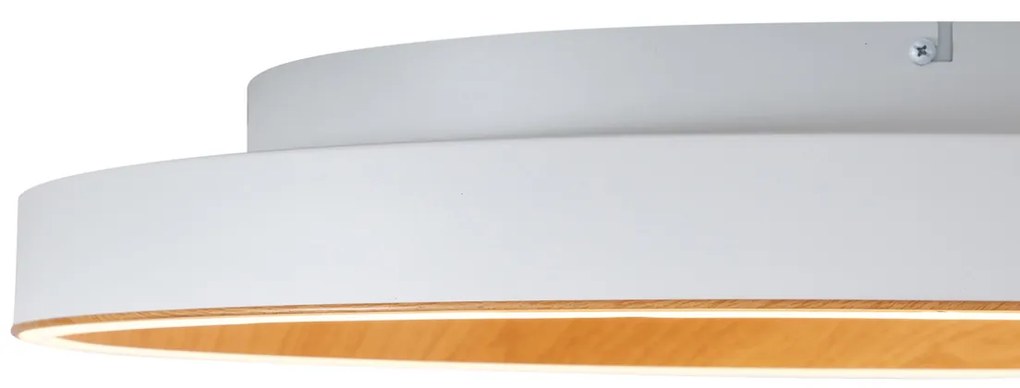 Дизайнерска таванна лампа бяла с дърво 60 см вкл. LED 3-степенен превключвател - Ingo