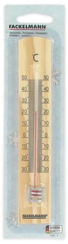 Термометър Fackelmann 16365 Tecno, 18 см, Без живак, Дърво, Кафяв
