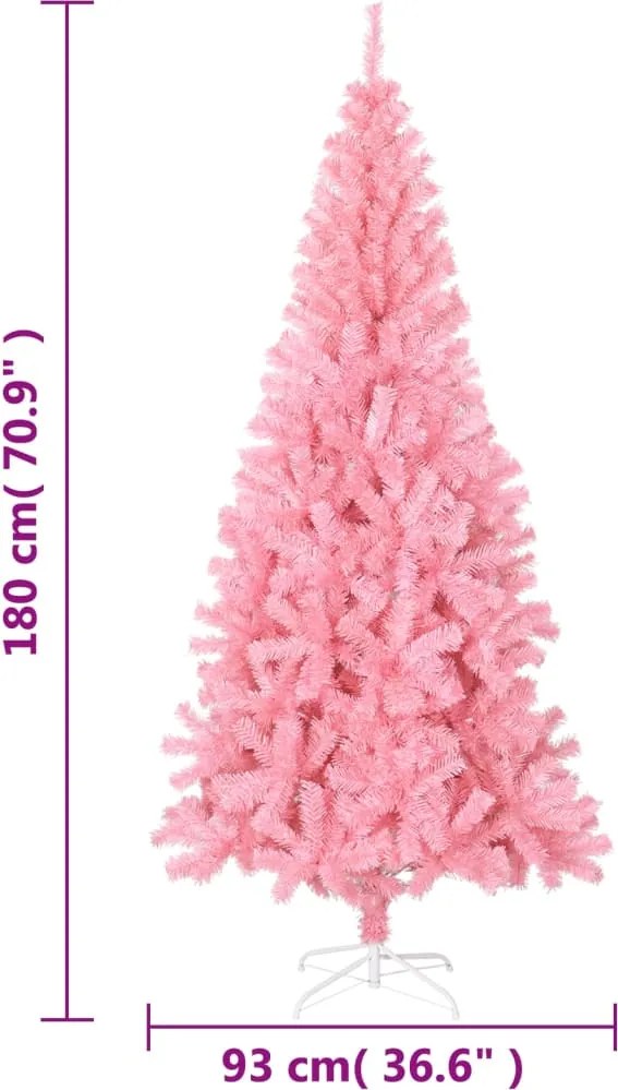 Изкуствена коледна елха със стойка, розова, 180 см, PVC