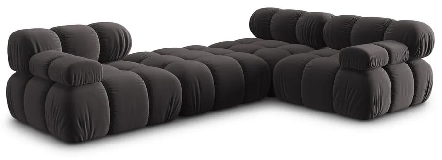 Тъмносив ъглов диван от кадифе Bellis - Micadoni Home