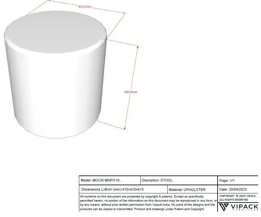Светлозелен детски пуф от плат букле MOON - Vipack