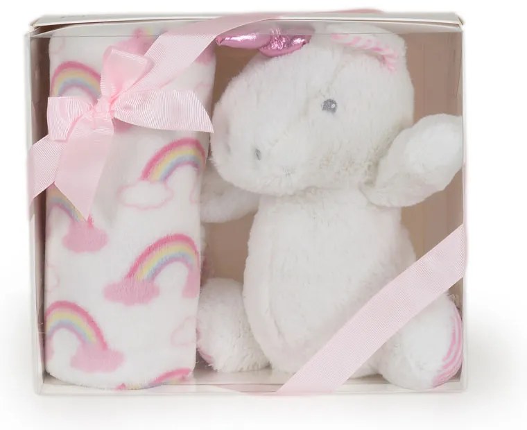 CANGAROO Одеяло с играчка UNICORN СИВИ/РОЗОВИ ЗВЕЗДИ