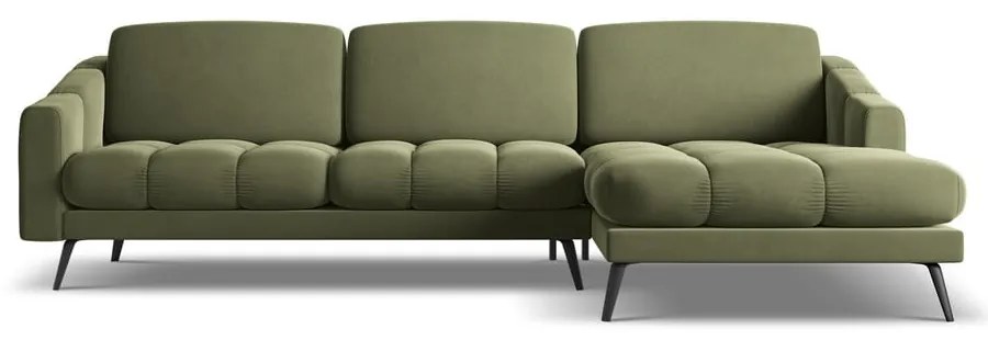 Зелен кадифен ъглов диван (десен ъгъл) Nalu – Makamii