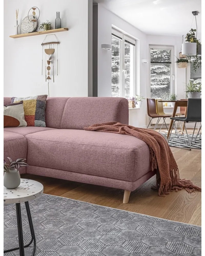 Розов разтегателен/с място за съхранение ъглов диван (десен ъгъл/L форма) Classy Sophie – Miuform
