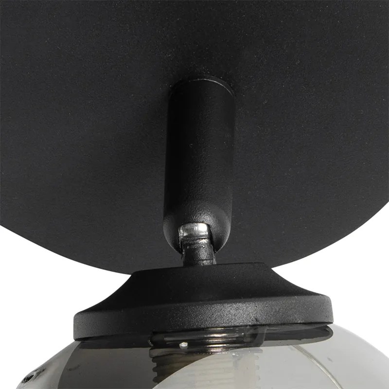 Модерен прожектор черен с димно стъкло 2-светлина - Атина