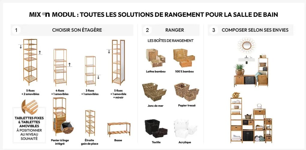 Кош за съхранение 5five, Бамбук, 31x15 cm