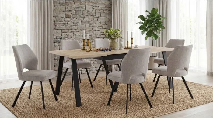 ТУЛИП Тъмно бежово (тъкан UF980-03) - МОДЕРЕН ТАПИЦИРАН СТОЛ ЗА ДНЕВНА/ТРАПЕЗАРИЯ/ОФИС ЛОФТ