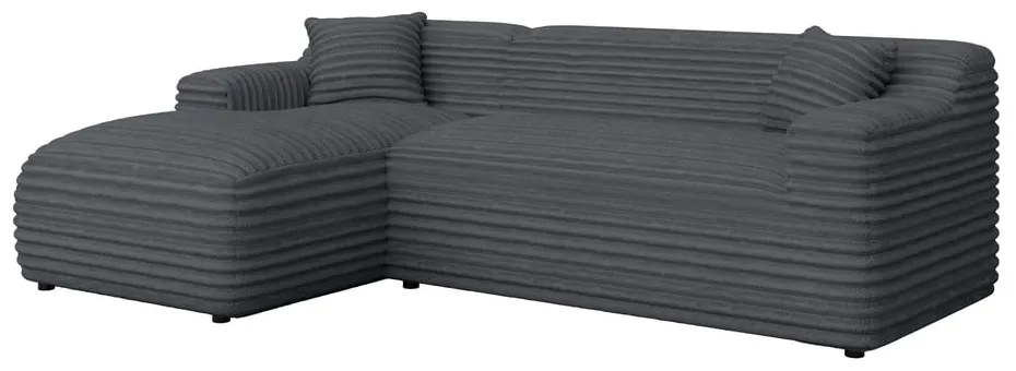 Тъмносив ъглов диван от рипсено кадифе (ляв ъгъл) Martin – Ropez