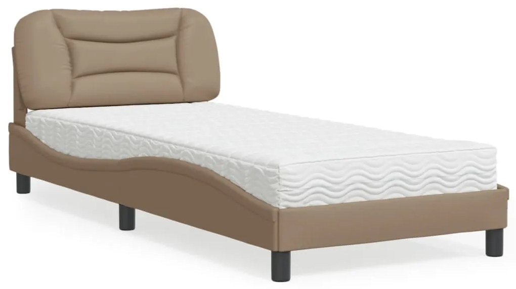 3208686 vidaXL Легло с матрак, капучино, 80x200 см, изкуствена кожа