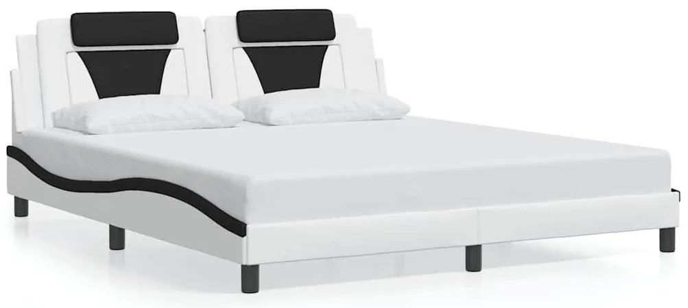 3208116 vidaXL Рамка за легло Viana без матрак, бяла, черна, 180x200см, изкуствена кожа